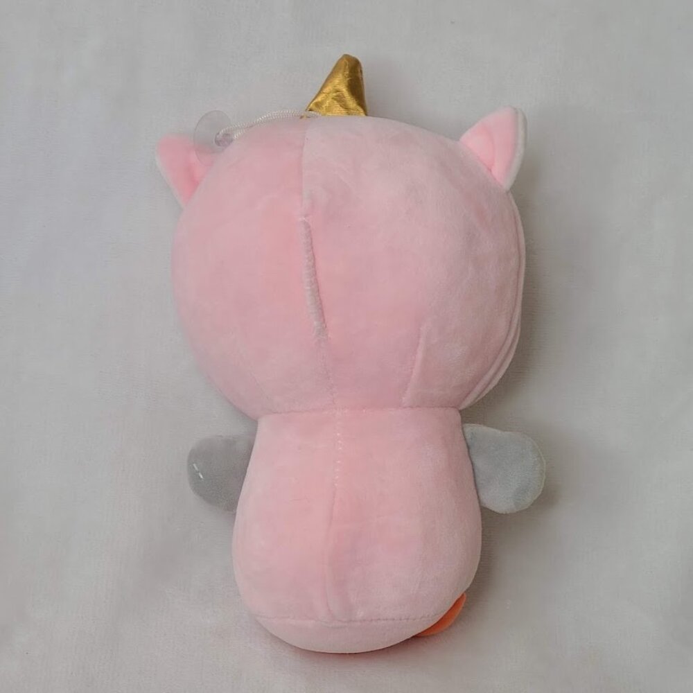 Penguin Doll in Pink Unicorn Hoodie Stuffed Plush Animal 10" Suction Hanger - Picture 4 of 7